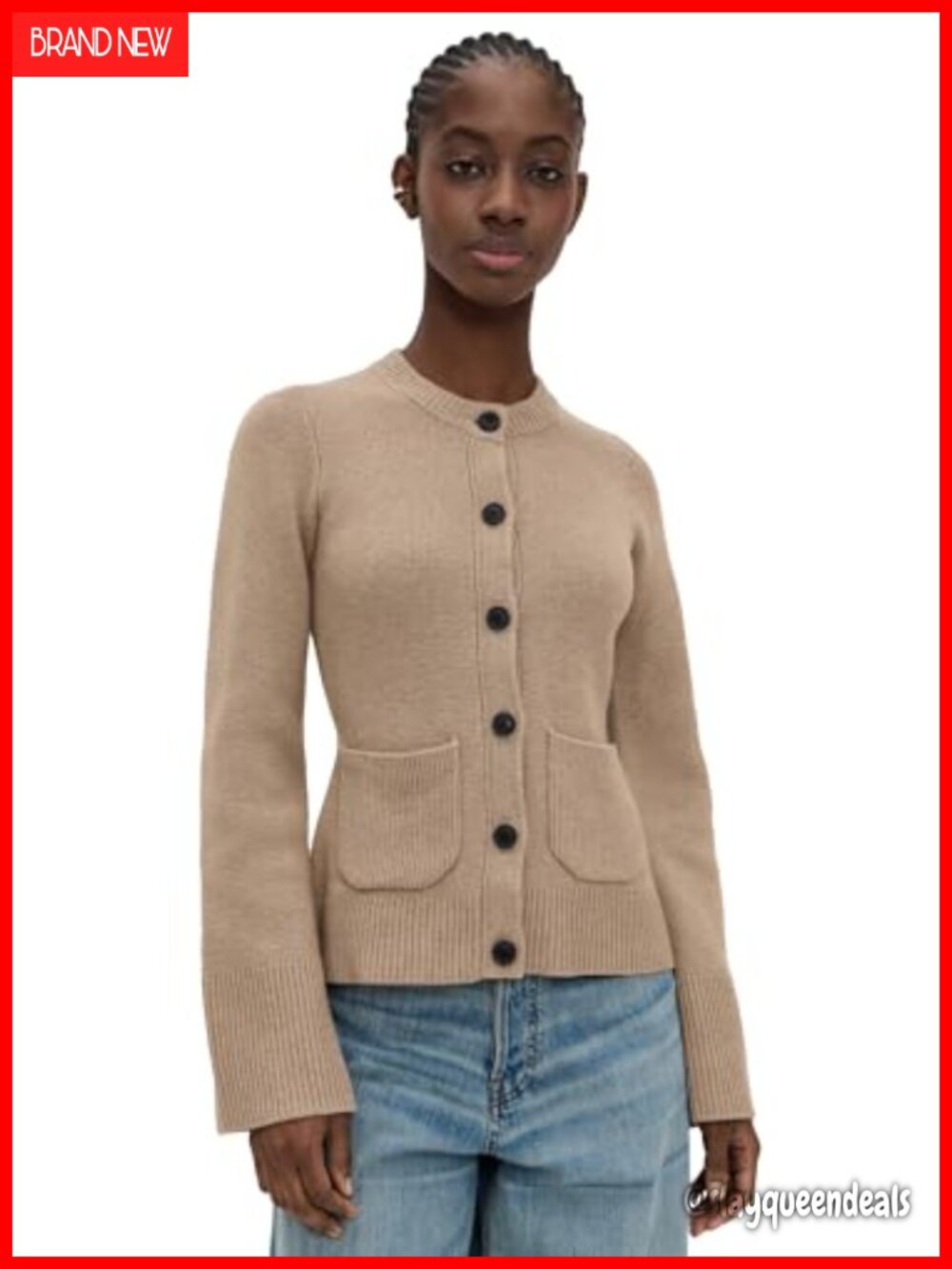 Pistola Cashmere Cardigan Cinched Waist Slim Fit Crew Neck Button Up